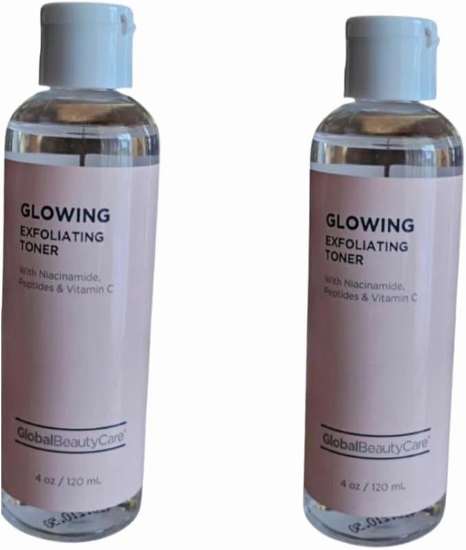 Glowing Exfoliating Toner with Niacinamide, Peptides and Vitamin C, 4 oz, Pack of 2