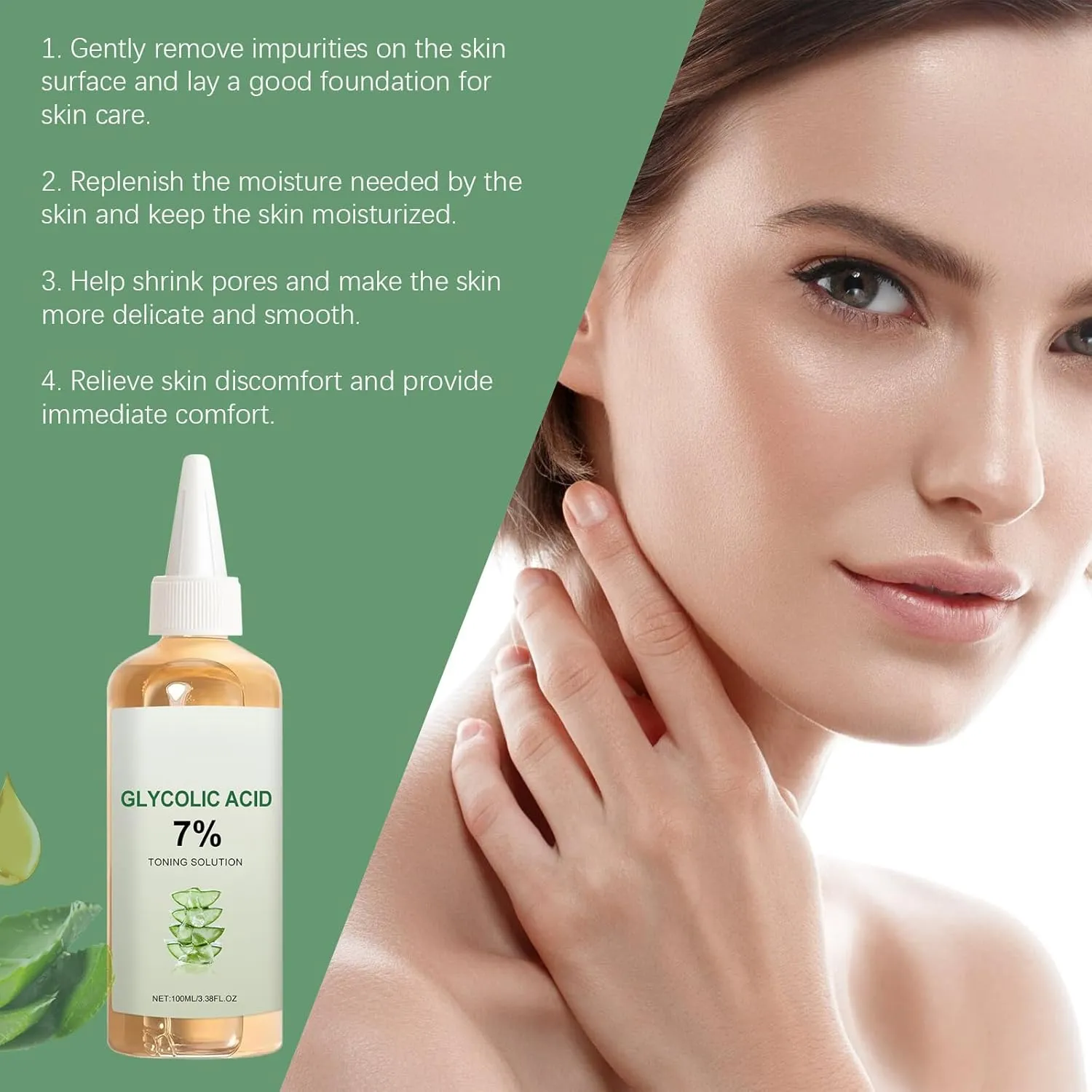 Glycolic Acid 7% Exfoliating Toner,Glycolic Acid Toner,Exfoliating Serum for Face,Brightening and Smoothing Daily Toner for More Even,Looking Skin Tone (1PCS)