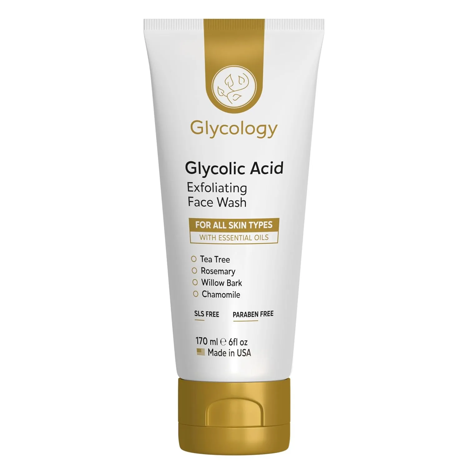 Glycolic Acid Face Wash 6oz- Exfoliating Face Wash for Women w/ 10% Glycolic Acid, Salicylic Acid Cleanser & AHA For Sensitive, Oily & Acne Prone Skin-Made in USA