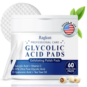 Glycolic Acid Pads, Exfoliating Resurfacing Pads for Face with Salicylic Acid Pad with Tea Tree Oil, Exfoliating Face Peel & Radiance Deep Cleaning Effect, Dark Spot Removers 60 Count