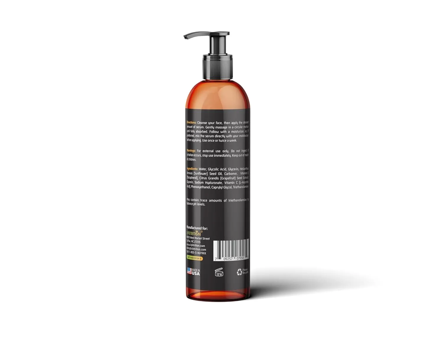 Glycolic Acid/AHA 30% Renewal Serum, infused with Vitamins C & E for Skin Brightening, Exfoliating Serum Works for Dark Spots, Acne, and Reduces Fine Lines & Wrinkles - (12 Fl Oz)