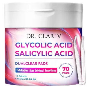 Glycolic & Salicylic Acid Exfoliating Pads – Support for Breakout-Prone Skin, Pore Minimizer, Smooth Skin – Daily Toner Pads for Face, Facial Scrub Exfoliator, Radiance Booster – 70 Count