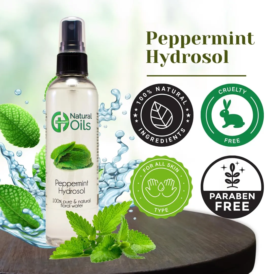 GreenHealth Peppermint Hydrosol (Floral Water) - 32 fl oz Plastic Jug w/Cap - 100% Pure (NOT Oil)