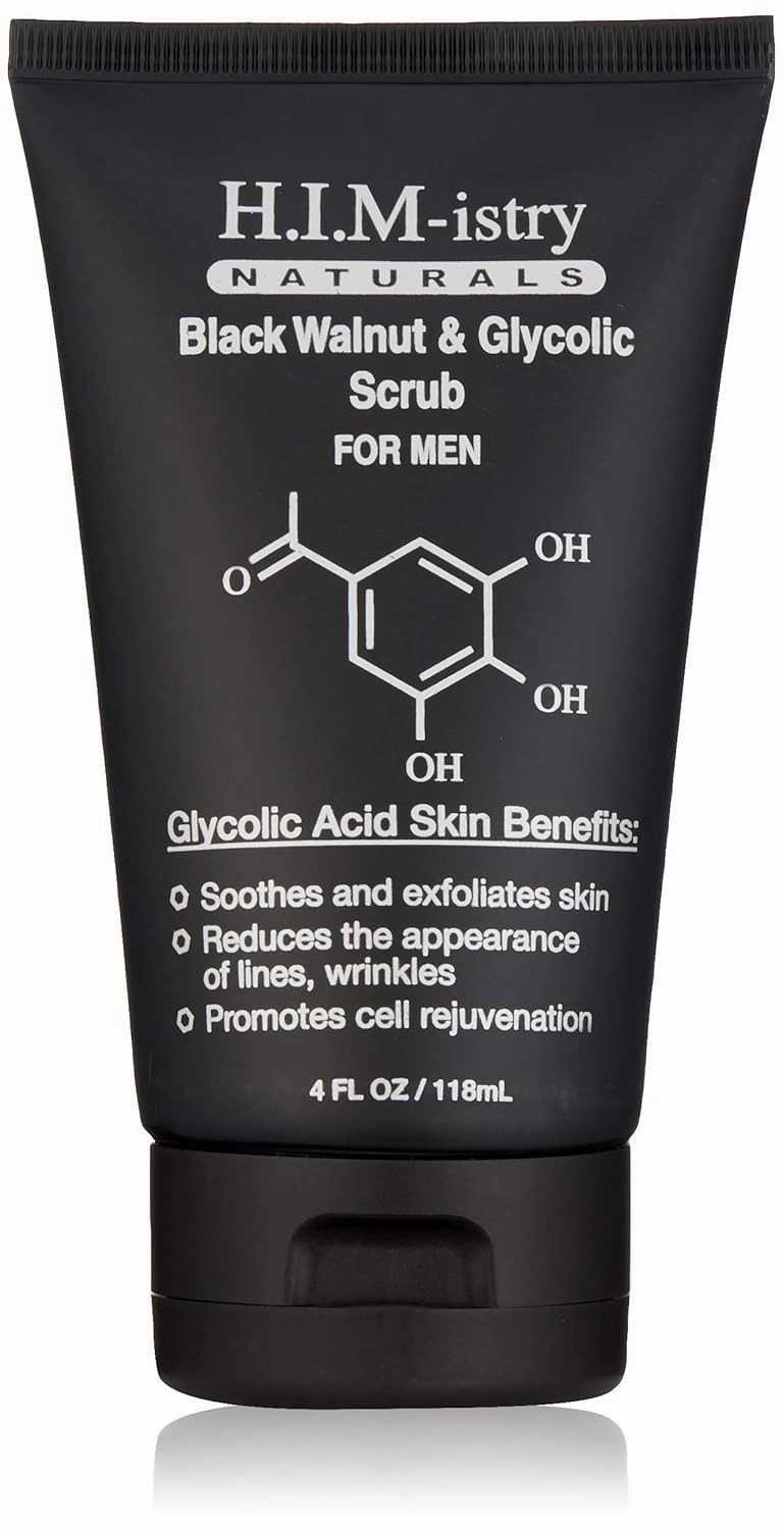 H.I.M-istry Black Tea & Sage Walnut Face Scrub | w/Tea Tree Oil, Witch Hazel, Glycolic Acid, Malic Acid & Sunflower Oil | Hydrating & Exfoliating Face Wash for Healthy Young Looking Skin - 3oz