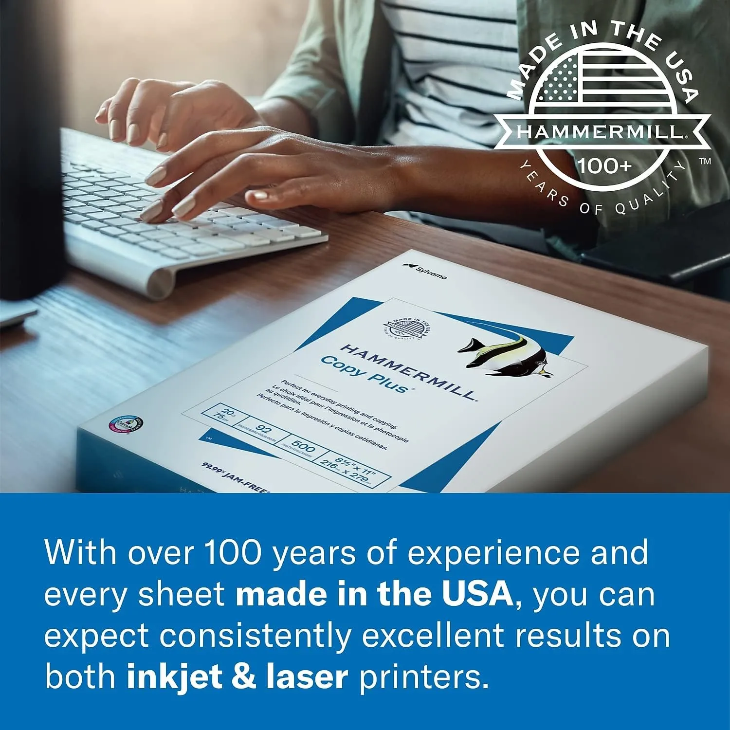 Hammermill Printer Paper, Premium Color 32 Lb Copy Paper, 8.5 x 11 - 1 Ream (500 Sheets) - 100 Bright, Made in the USA, 102630
