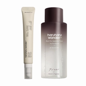 HARUHARU wonder Black Rice Bakuchiol Eye Cream & Black Rice Hyaluronic Toner for Sensitive Skin 150ml Bundle