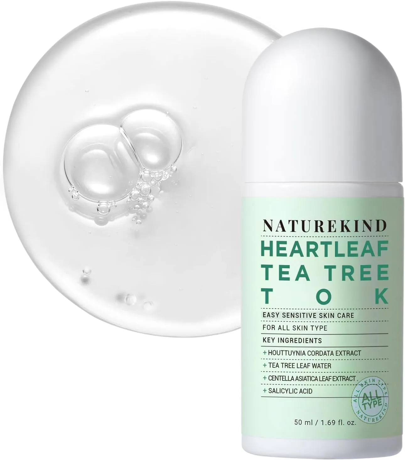 Heartleaf Tea Tree Tok, Acne Treatment, Soothing Toner Serum, Centella Asiatica, Korean Facial Skincare for Pore Control, Calming, Nourishing. 50ml, 1.69 fl. oz.
