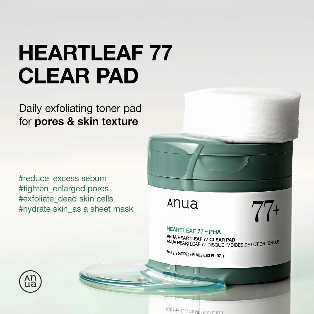Heartleaf 77 Toner Pad, Mild Exfoliating Facial Pads for Glass Skin, Hydrating Pore Care for Sensitive Skin, Heartleaf Extract, PHA, Centella, Non Comedogenic, Korean Skin Care (70 Pads)