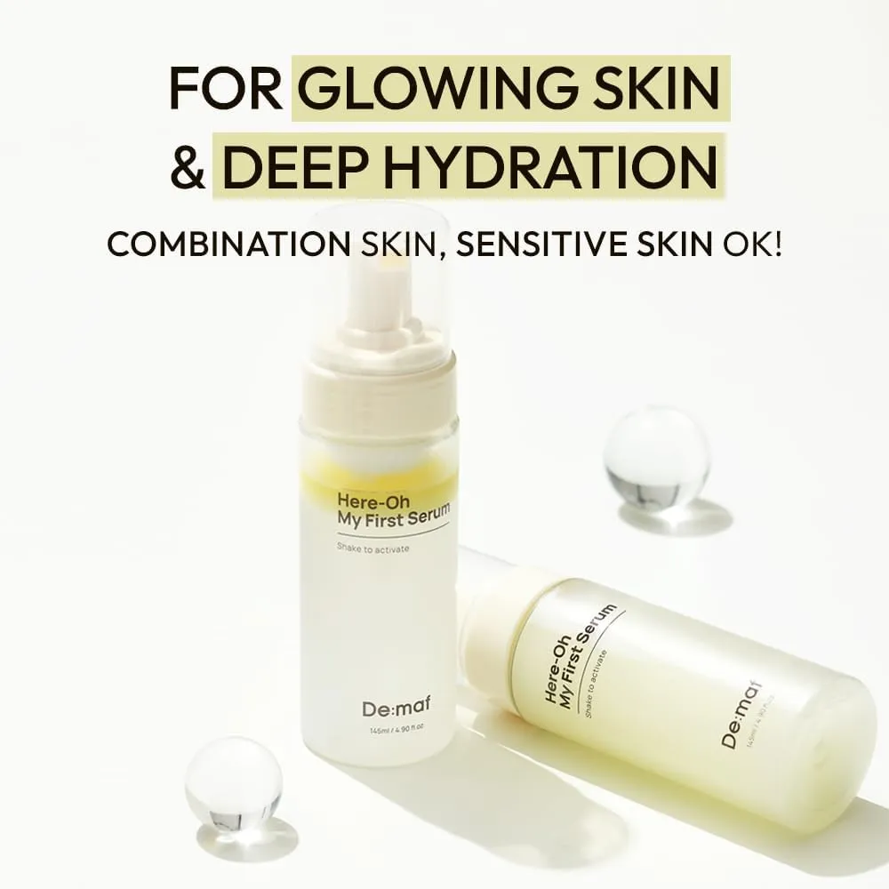 Here-Oh My First Hydrating Serum with Hyaluronic Acid | Facial Serum for Glowing Skin & Skin Barrier Repair | Korean Serum for Dry Skin & Sensitive Skin (15.22 fl oz,Refill)