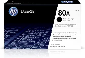 HP 80A Black Toner Cartridge for HP Printers | Works with Printer Series: LaserJet Pro 400 M401, LaserJet Pro 400 MFP M425 | CF280A