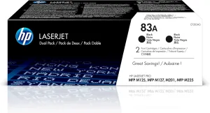 HP 83A Black Toner Cartridges (2-pack) | Works with HP LaserJet Pro M201, HP LaserJet Pro MFP M125, M127, M225 Series | CF283AD
