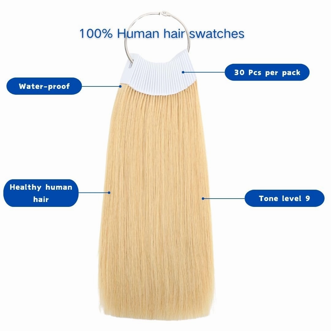 Human Hair Swatches for Testing Color, Tone Level 9, 613 Blonde，8 Inch (Pack of 30)
