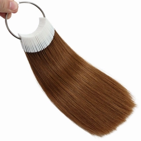 Human Hair Swatches Testing Color Medium Brown Tone Level 4 Natural Samples for Salon Color Rings 30 Pieces 8 Inch