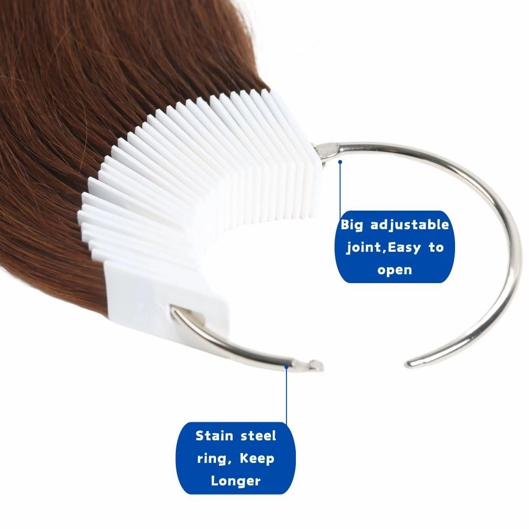 Human Hair Swatches Testing Color Medium Brown Tone Level 4 Natural Samples for Salon Color Rings 30 Pieces 8 Inch