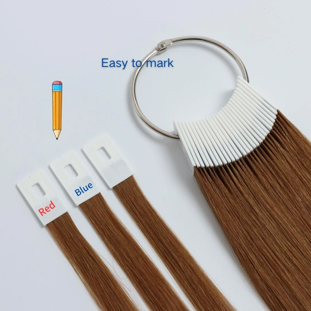 Human Hair Swatches Testing Color Medium Brown Tone Level 4 Natural Samples for Salon Color Rings 30 Pieces 8 Inch