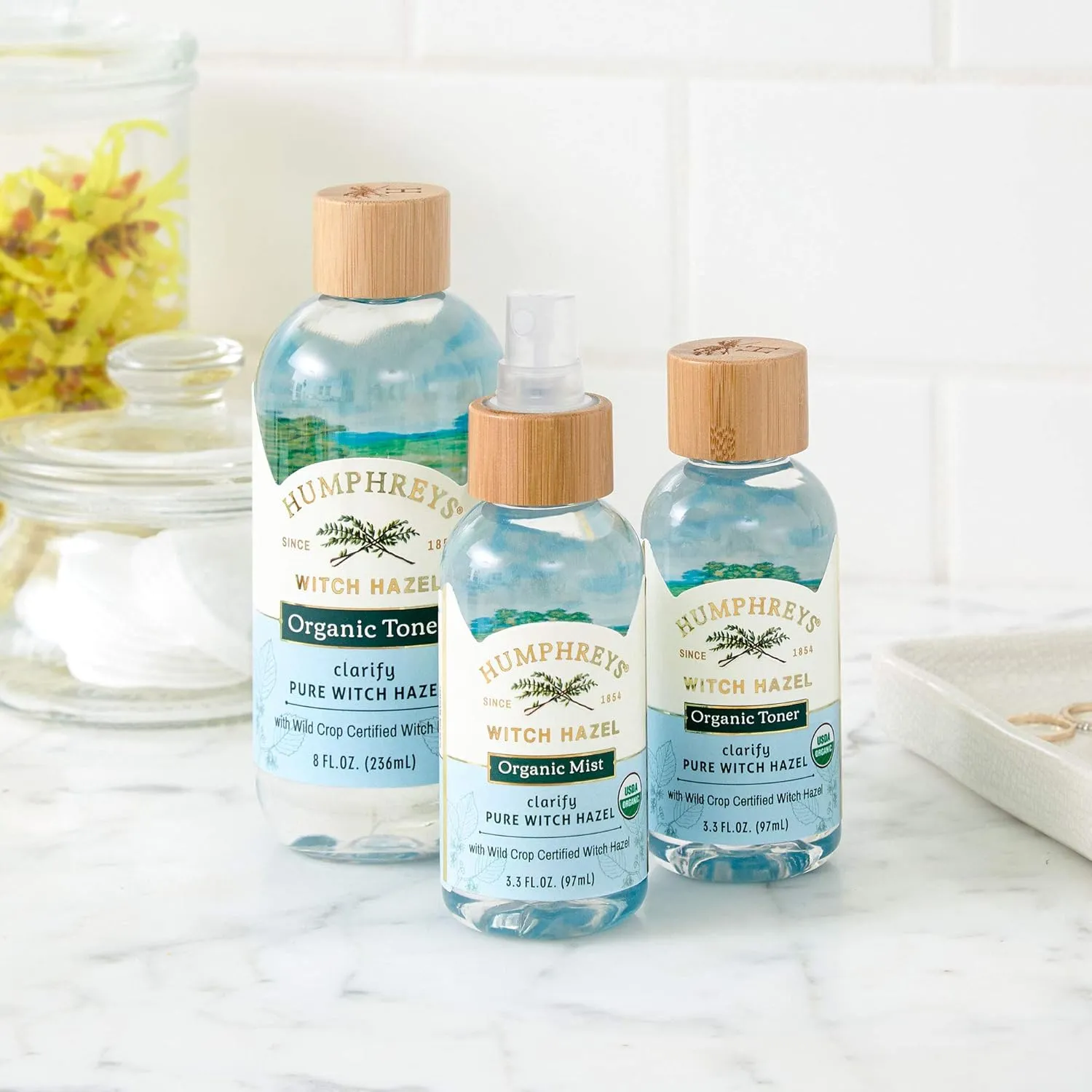 Humphreys Witch Hazel Clarifying Toner | Wild Harvested Witch Hazel | USDA Organic | Natural | Hydrating | Clears Pores & Removes Oil | 8 fl oz