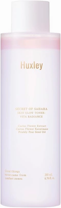 Huxley Secret of Sahara Skin Glow Toner: Vita Radiance 6.76 fl. oz. | Hydrating Korean Skin Care | Cactus Flower Extract Toner | Daily Exfoliant Care