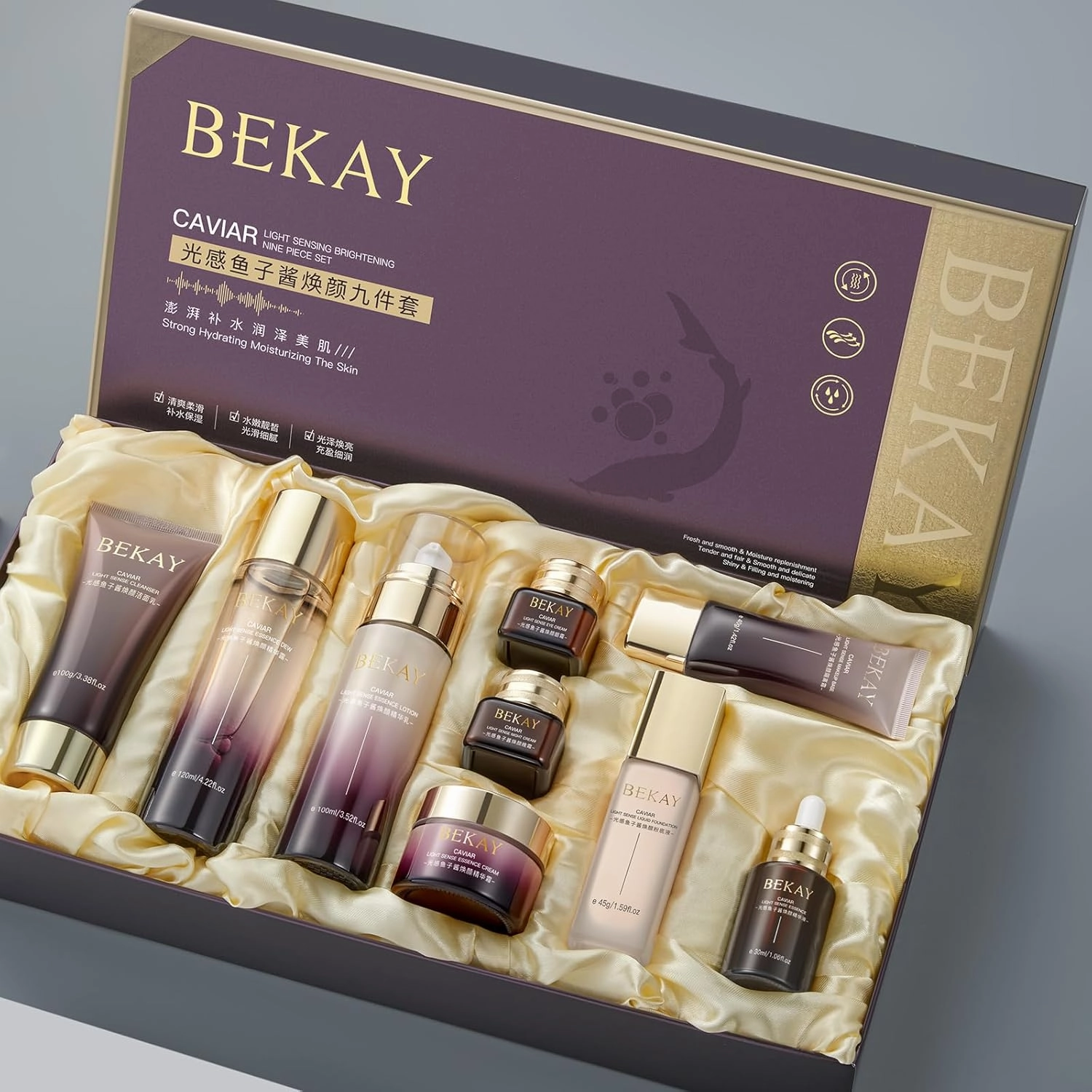 Hyaluronic Acid Skin Care Set For Women 9-In-1 Skincare kit Moisturizing Rejuvating Skin Care Kit for women