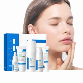 Hyaluronic Acid Skin Care Set, Hydration Kit for Women Teen Girls, Low pH Cleanser, Moisturizer, Serum, Eye Cream, Anti Aging, Firming, Travel Size Facial Care Gift Set for Dry Sensitive Skin