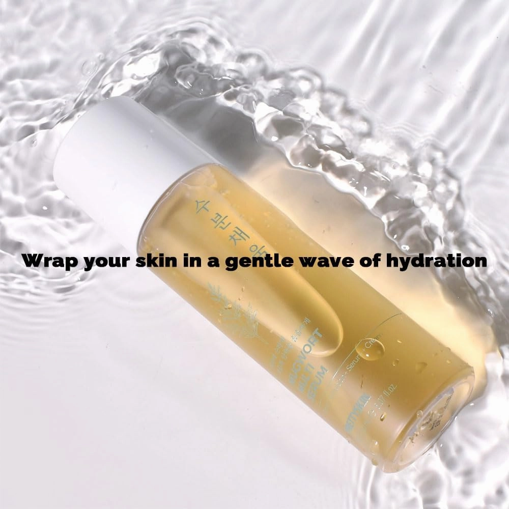 Hydrating Facial Serum with Mugwort & Centella – 4-in-1 Korean Skincare (Toner, Emulsion, Serum, Cream) with Niacinamide for Dry & Sensitive Skin – 5.07 fl oz (Mugwort)