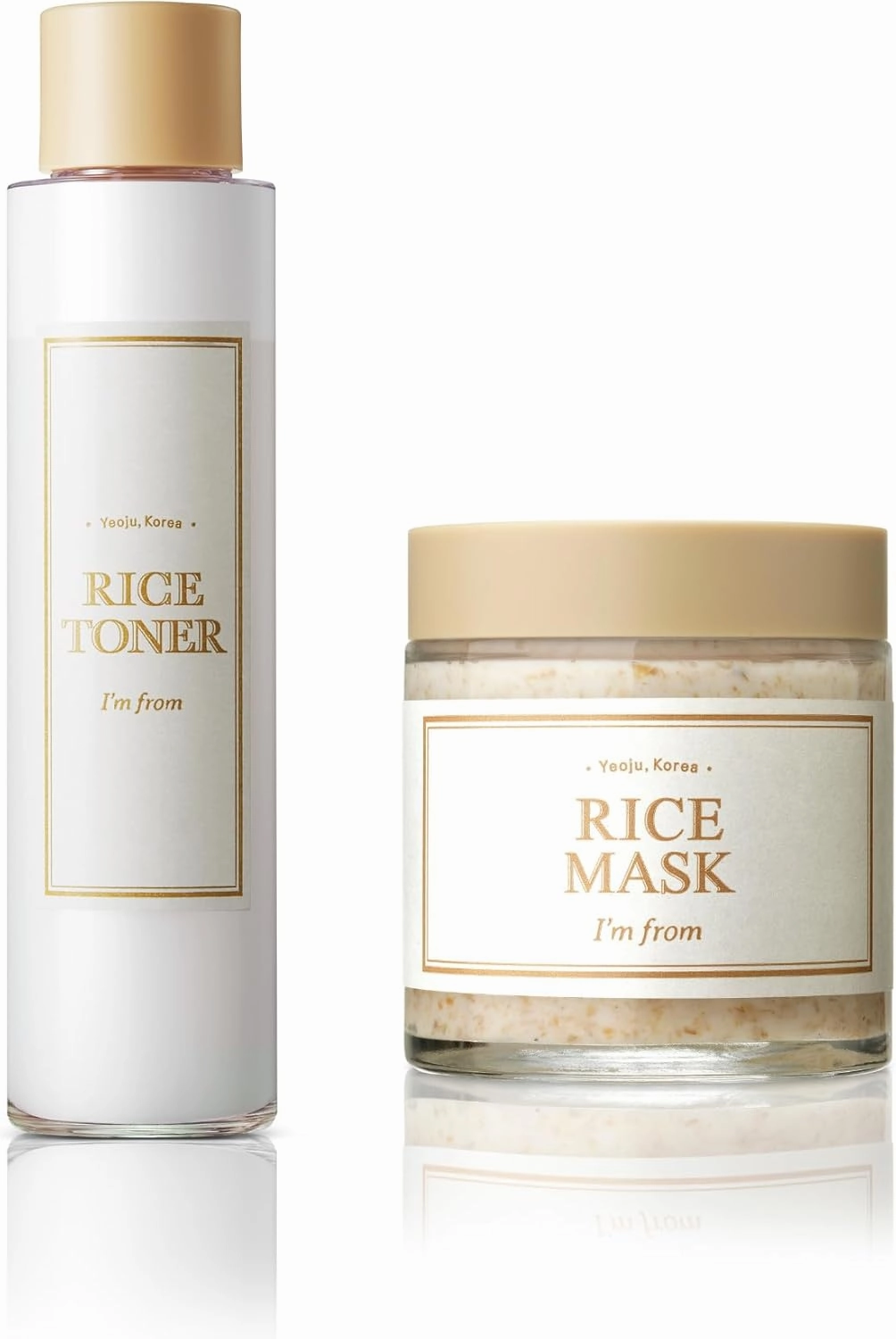 I'm from Rice Mask 3.88 Oz   Rice Toner 5.07 Fl Oz, Korean Rice Exfoliate and Glow Set, Smooth and Glowing Skin, Wash Off mask for Dry Sensitive Skin