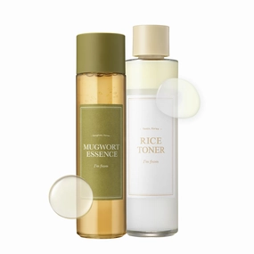 I'm From Rice Mugwort Toner Set, Glowing Calming Korean Skincare, PETA Approved