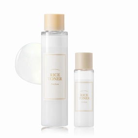 I'm From Rice Toner Set 5.07 Fl Oz   1.01 Fl Oz, Travel Friendly, Milky Toner for Glowing Skin, Korean Rice, Glow Essence with Niacinamide, Hydrating for Dry, Dull, Combination Skin, Vegan