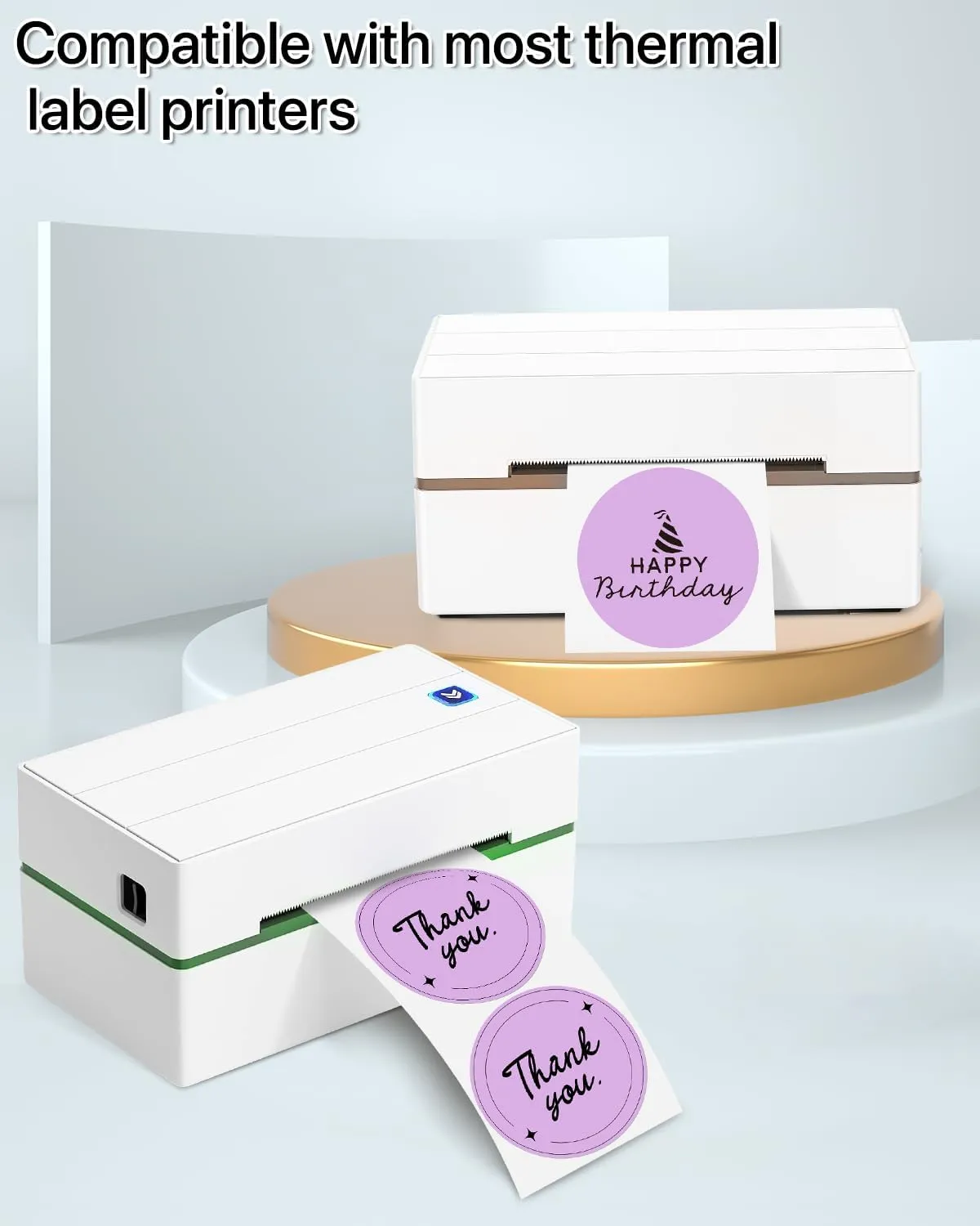 iEager 3 Inch Circle Thermal Sticker Labels, Self-Adhesive Round Direct Thermal Label, Multi-Purpose Roll Thermal Stickers, 500 Labels, Purple