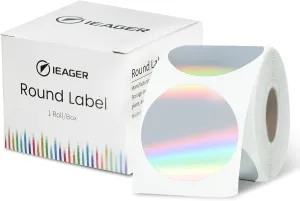 iEager Holographic Circle Thermal Label Stickers 2 Inch Round Printable Sticker Labels, Self-Adhesive Thermal Labels Roll for Decor, Home Storage, Thanks Card, Gift Box, Custom Logo Design-400 Labels
