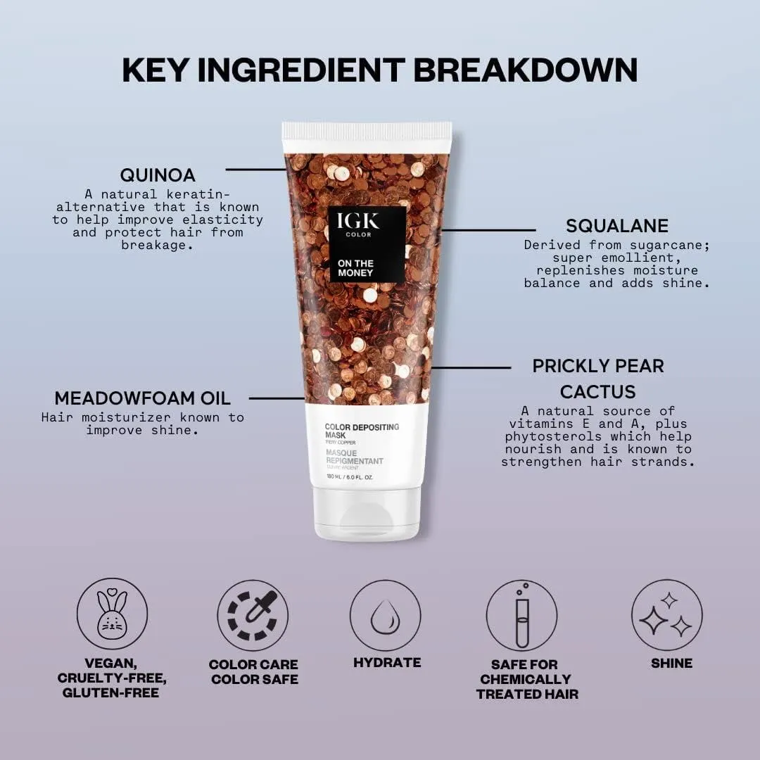 IGK Hair Gloss Toner & Color Depositing Mask | Coopery Semi-Permanent | Vegan   Cruelty Free | On The Money