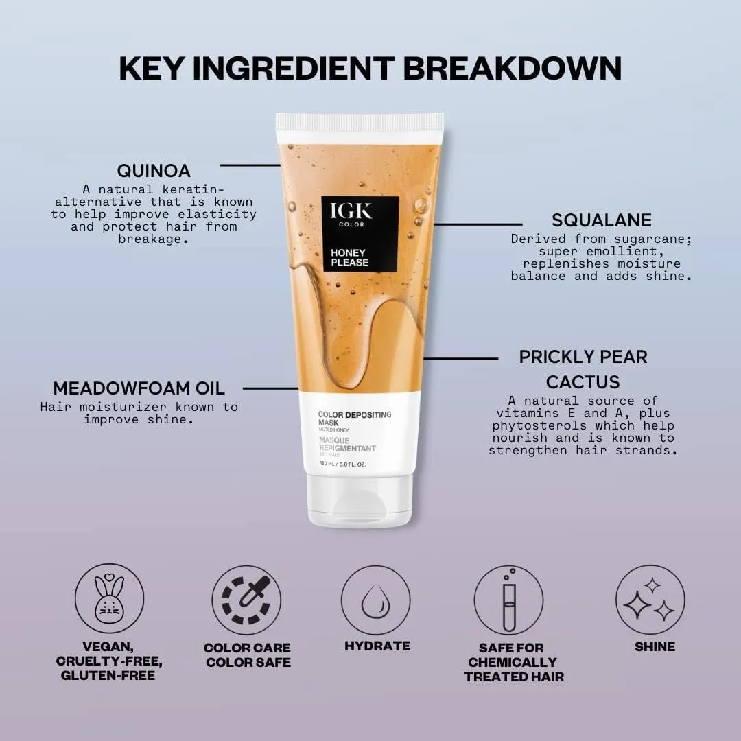 IGK Hair Gloss Toner & Color Depositing Mask | Honey Blonde Semi-Permanent | Vegan   Cruelty Free | Honey Please