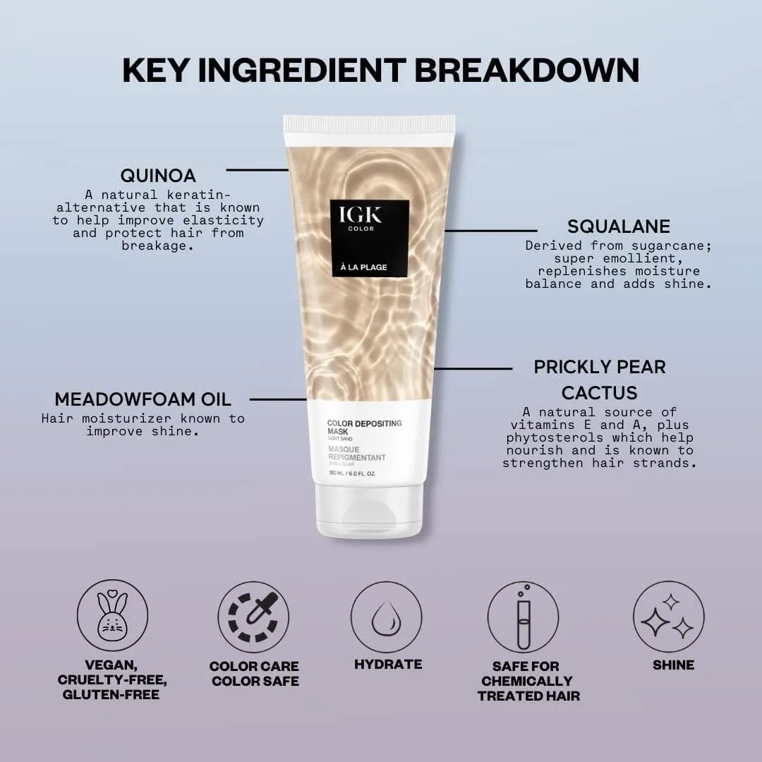 IGK Hair Gloss Toner & Color Depositing Mask | Light Sand Semi-Permanent | Vegan   Cruelty Free | A La Plage