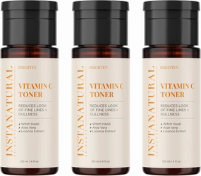 InstaNatural Vitamin C Face Toner, Brightens, Balances pH and Reduces Signs of Aging, Fine Lines and Wrinkles, with Witch Hazel, Aloe Vera and Licorice Extract, 4 Fl Oz - 3 Pack