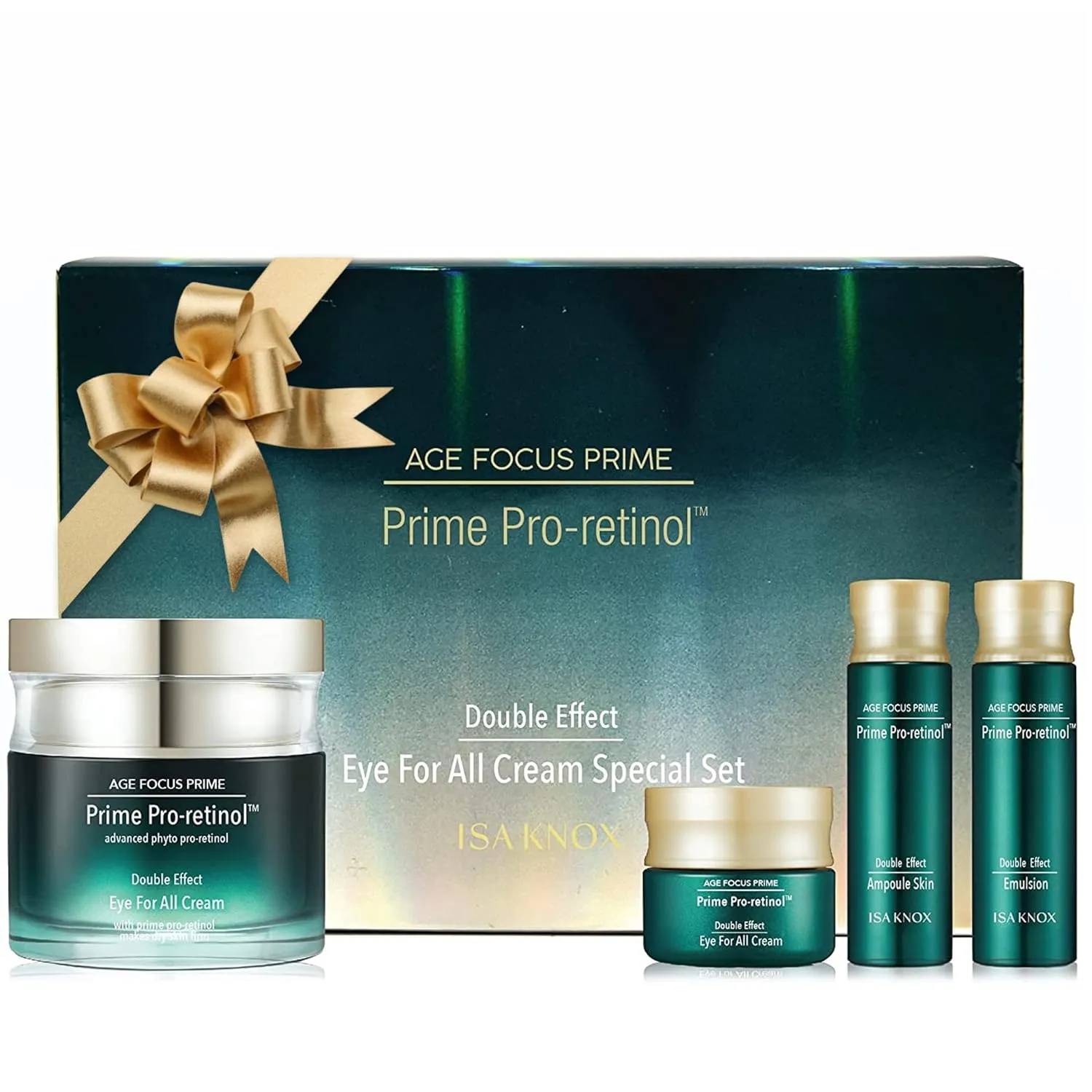 Isa Knox AGE FOCUS Prime Double Effect Eye For All Cream Set (3.4fl oz) - Korean Skin care Set, Anti Aging, Lightweight Rich Eye Cream for Wrinkles, Toner, Emulsion, Daytime Retinol.