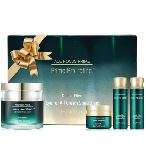 Isa Knox AGE FOCUS Prime Double Effect Eye For All Cream Set (3.4fl oz) - Korean Skin care Set, Anti Aging, Lightweight Rich Eye Cream for Wrinkles, Toner, Emulsion, Daytime Retinol.
