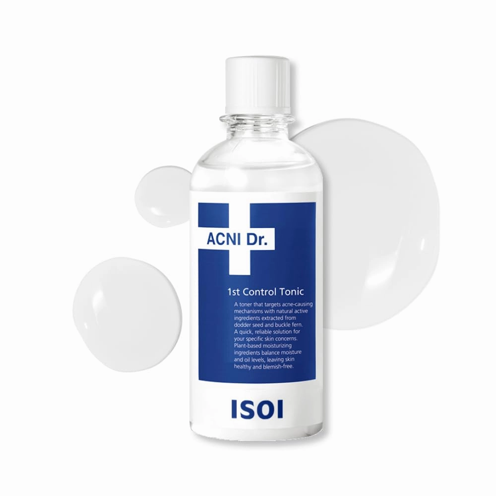 ISOI ACNI Dr. 1st Control Tonic, Plant-Based Soothing Formula for Oily & Sensitive Skin, Total Sebum Care & Refreshing Hydration with Cooling Effect, Korean Skin Care (4.39 fl.oz, 130ml)