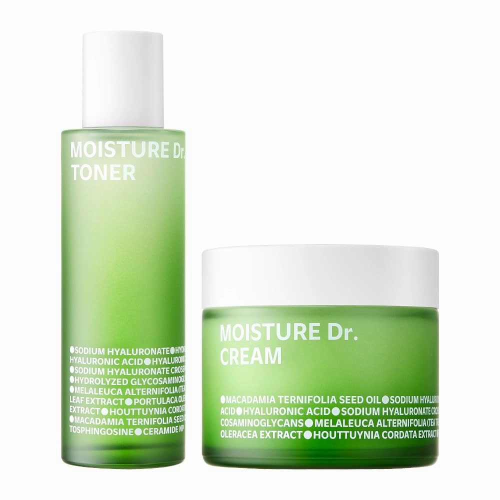 ISOI Moisture Dr. Soothing Duo - Tea Tree Ceramide Toner & Light Cream for Sensitive Skin, Korean Skincare