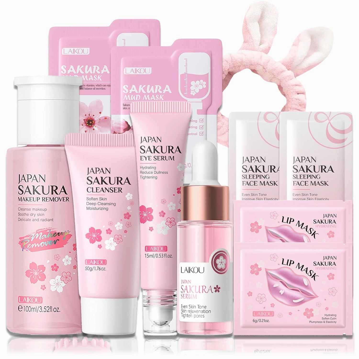Japan Sakura Skin Care Set, Skin Care For Teens 10-12, Teen Skin Care Kit With Makeup Remover,Cleanser,Eye Serum,Face Serum,Lip Mask, Skincare For Girls 10-12, Kids Skin Care Set For Girls Ages 8-12