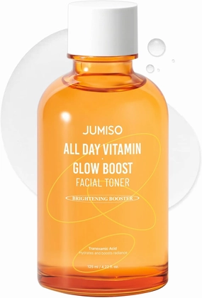JUMISO All Day Vitamin Glow Boost Facial Toner, Vitamin Daily Toner, Vitamin B,C Toner, Skin Brightening Hydrating, Glowing Toner, Naturally Radiant&Plump Skin, EO&Fragrance Free, 125ml 4.22 FL.OZ