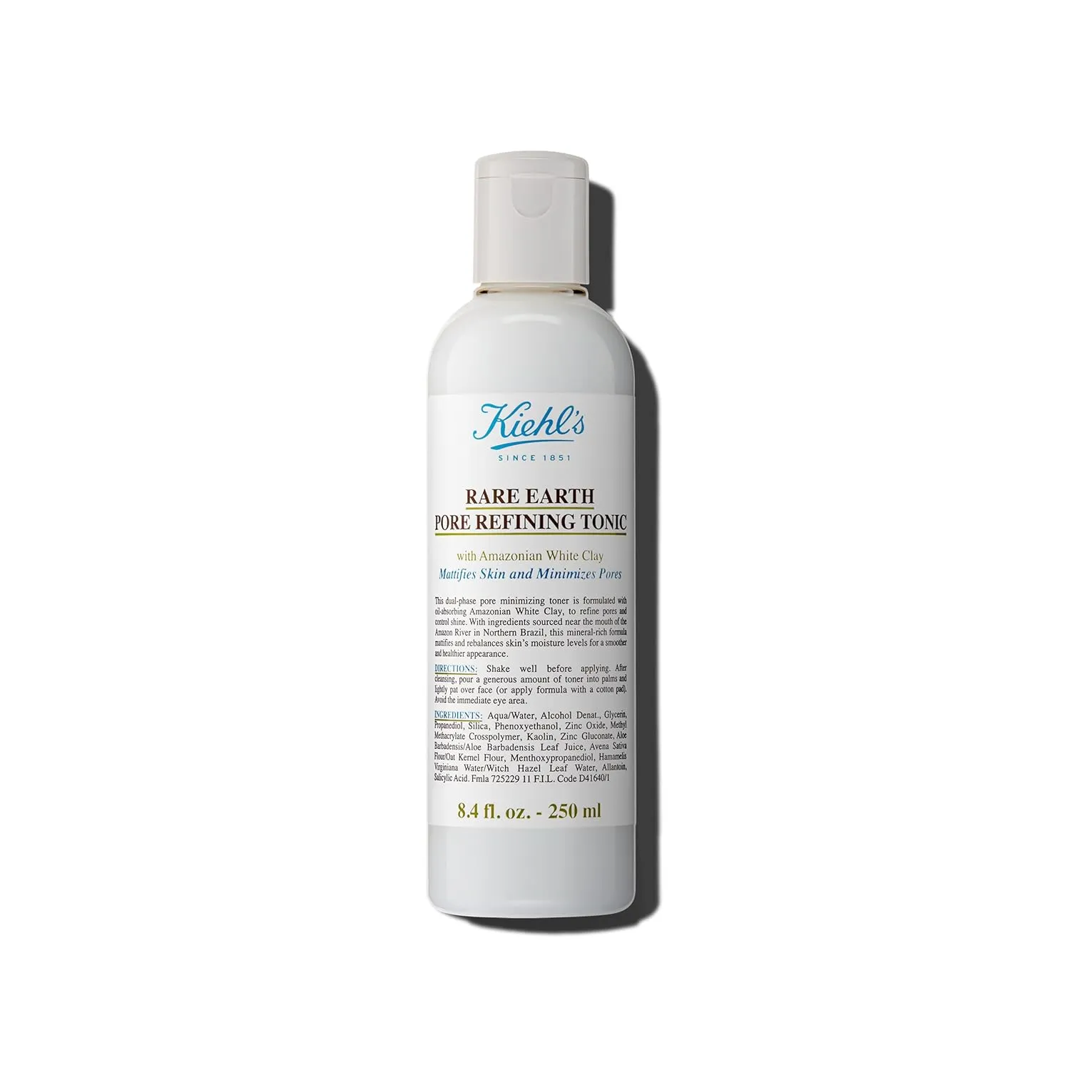Kiehl's Rare Earth Pore Refining Tonic, Pore-Minimizing & Mattifying Face Toner, Reduces Enlarged Pores & Shine, Balances Skin, with Amazonian White Clay & Allantoin, Fragrance-Free - 8.4 fl oz