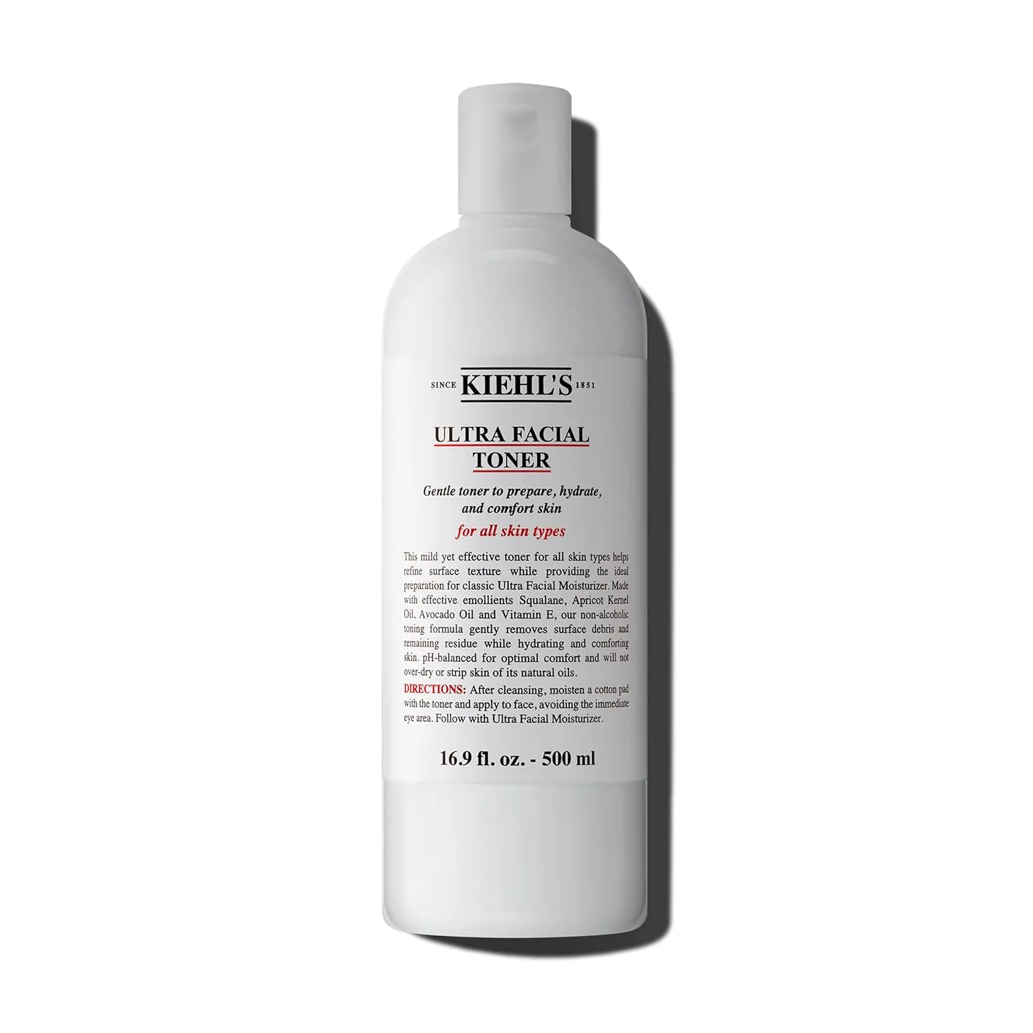 Kiehl's Ultra Facial Toner with Squalane, Gentle Alcohol-free Face Toner, Hydrates Skin and Refines Skin Texture, Non-stripping Formula, with Avocado Oil & Vitamin E, Paraben-free, Fragrance-free