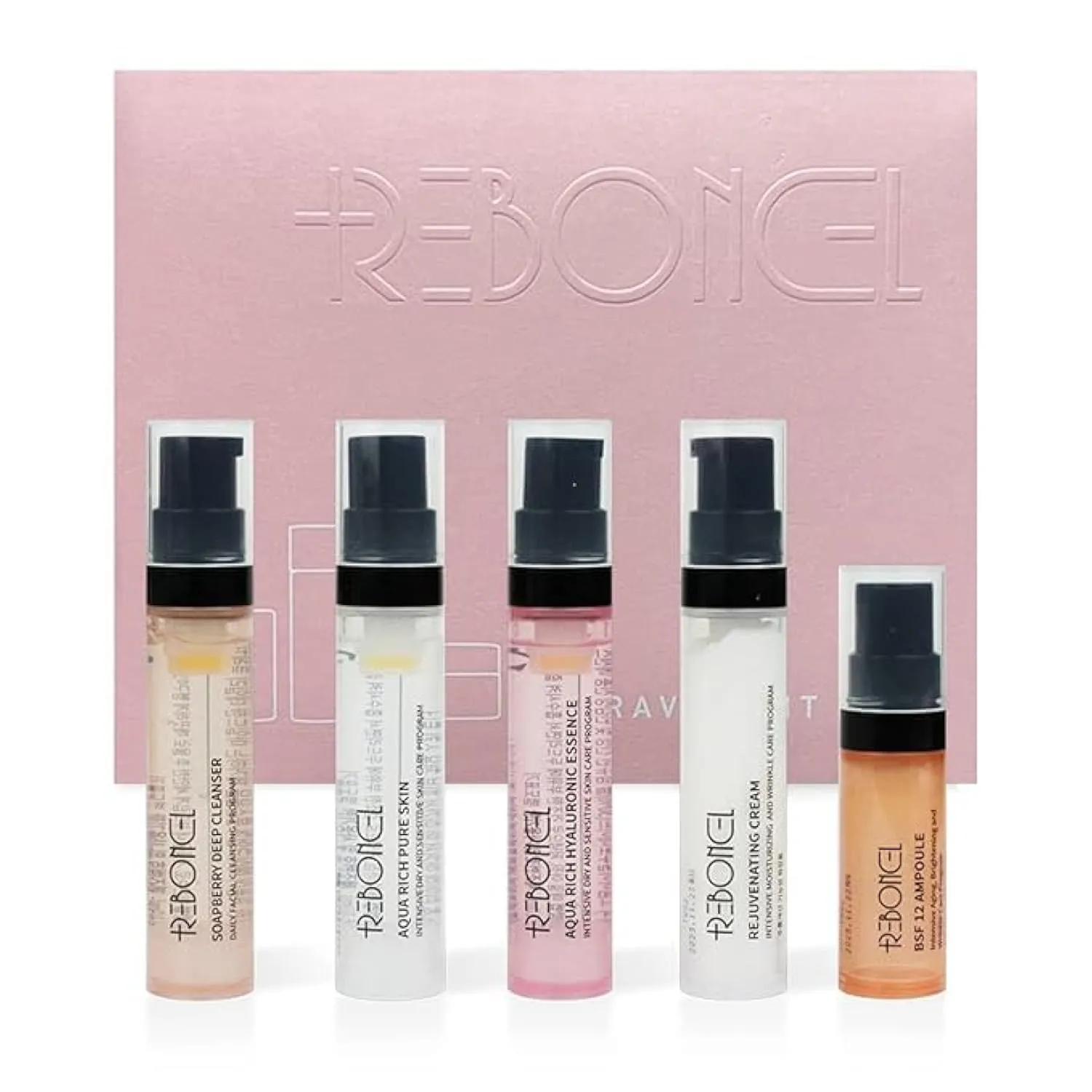 Korean Skin Care Set Travel Kit, TSA Approved Travel Size Toiletries, Ampoule, Cleanser, Toner, Essence, Cream | Travel Essentials Gift Set | All-Natural Moisturizing Skincare