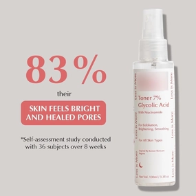 KRINAL 7% Glycolic Acid Toner for Glowing Skin - with Niacinamide Face Toner – Exfoliating, Brightening, and Smoothing Solution for All Skin Types – 100ml