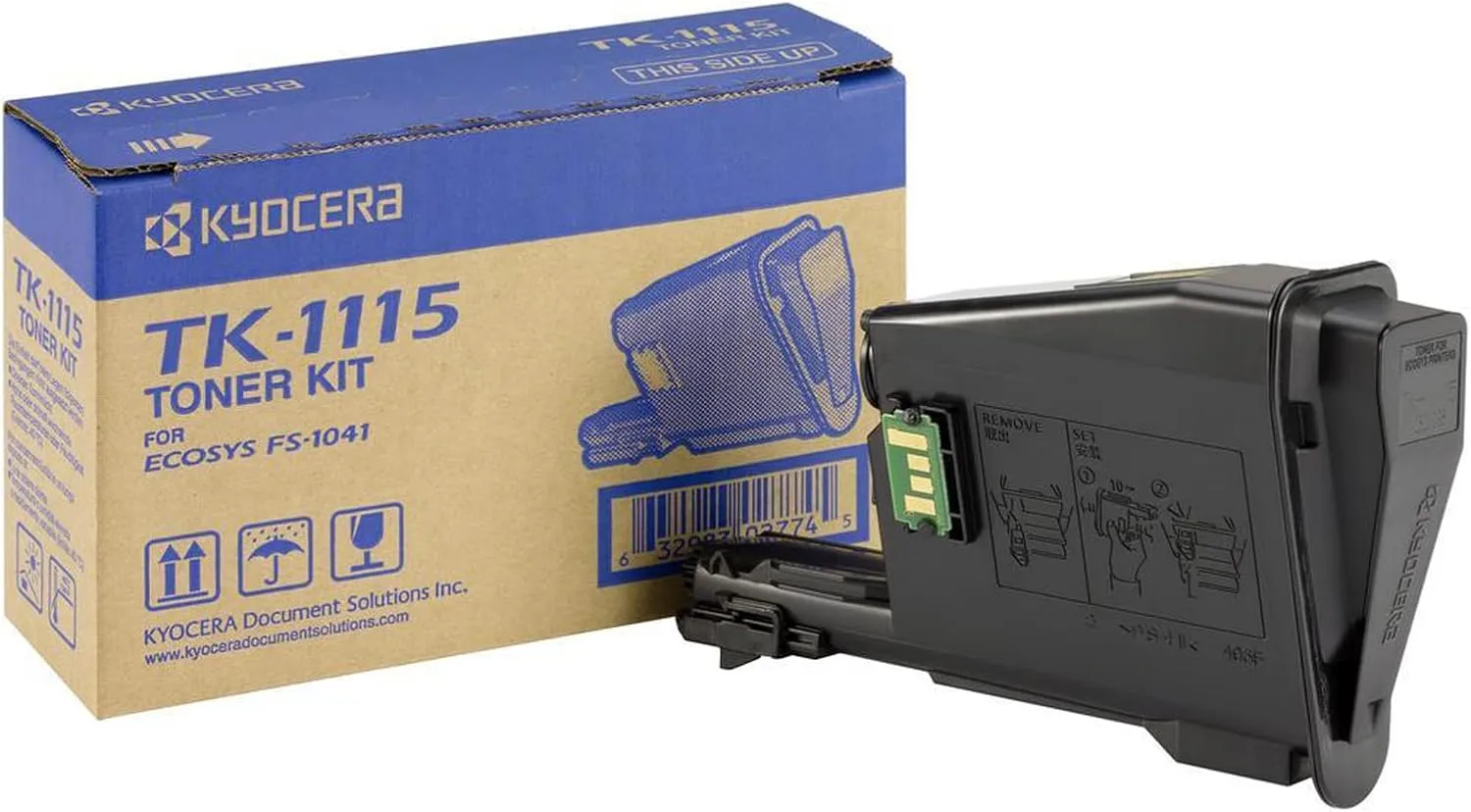 Kyocera TK-1115 Toner Black, 1,600 Pages, Original Premium Printer Cartridge 1T02M50NLV Compatible with ECOSYS FS-1041, FS-1220MFP, FS-1320MFP