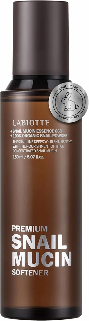 LABIOTTE Premium Snail Mucin Softener | Korean Skin Care Face Toner for Women & Men w/ 86% Snail Mucin Essence | Hypoallergenic Facial Toner for Sensitive Skin | Hydrating Toner (5.07 fl oz), Clear