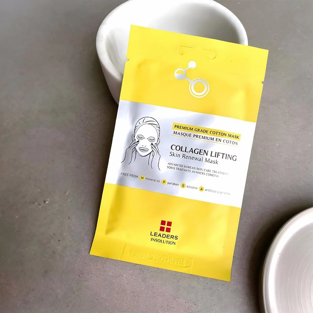 Leaders Insolution Collagen Lifting Skin Renewal Mask | Marine Collagen for Firmness and Elasticity Anti-Wrinkle, Sculpting Facial Sheet | Hydrating Serum for Smooth Skin (5 Sheets)