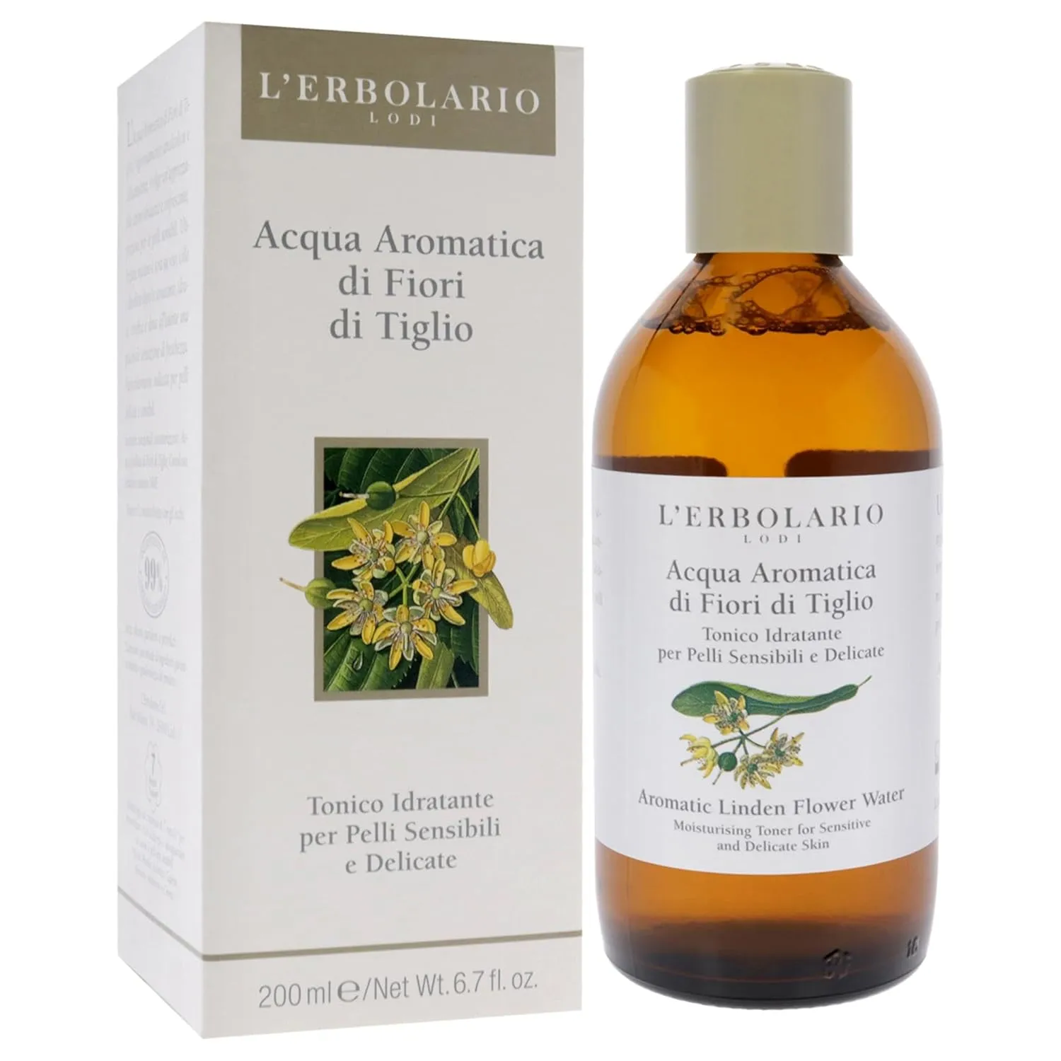 L'Erbolario Aromatic Linden Flower Water - Alcohol-Free Moisturizer For Sensitive And Delicate Skin - Gently Removes Impurities - Leaves Skin With A Pleasant Sensation Of Freshness - 6.7 Oz Toner
