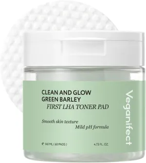 LHA Toner Pad, Mild Exfoliating Facial Pads for Glass Skin, Hydrating, Ideal for All Skin Types, Korean Skin Care, Vegan (60 Pads)