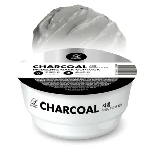 LINDSAY Charcoal Modeling Mask Cup Pack - Korean Skin Care Face Mask Modeling Pack – Single-Use Deep Pore Cleansing Face Mask w/Spatula Spoon – Spa Facial Peel-off Mask (6 ea, 0.36 lb)