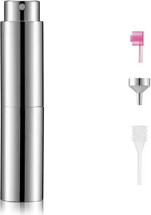 LISAPACK Travel Perfume Bottle Refillable - Mini Spray Bottle for Cologne Atomizer Empty - Small Sprayer Travel Size for Sample - Portable Fragrance Refill Pump Container Decant for Man Black 8ml